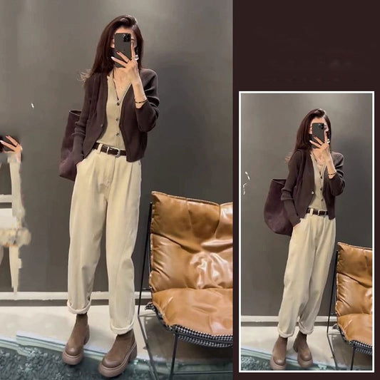 Knitwear All-matching Youthful-looking Casual Pants Two-piece Set